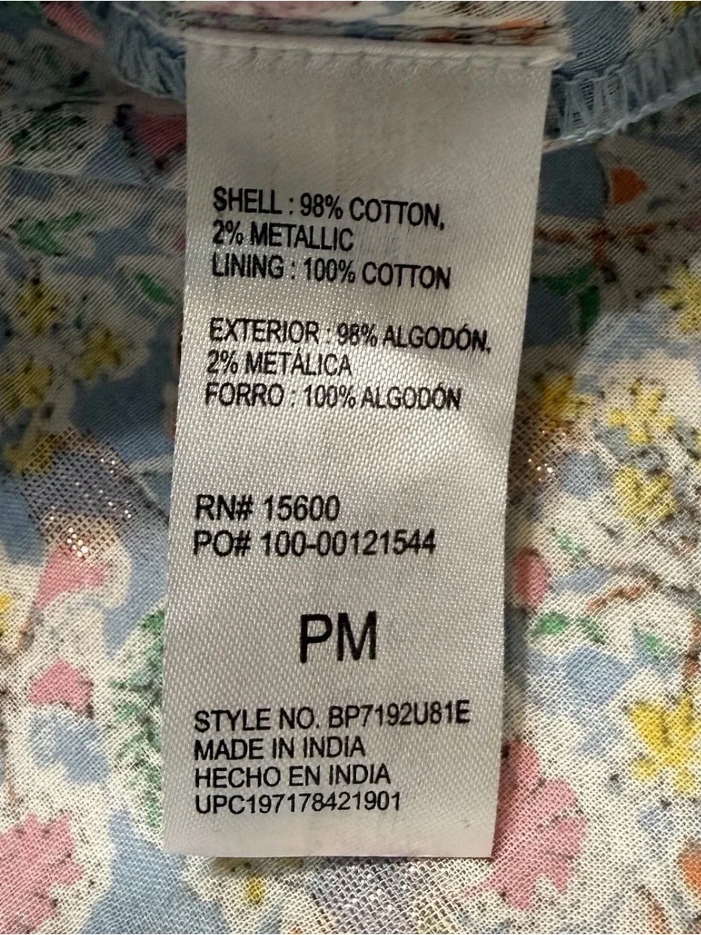 Democracy Light Blue Floral Ruffle-Neck Blouse